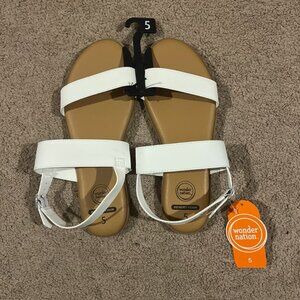 Wonder Nation Girls White Memory Foam Sandals